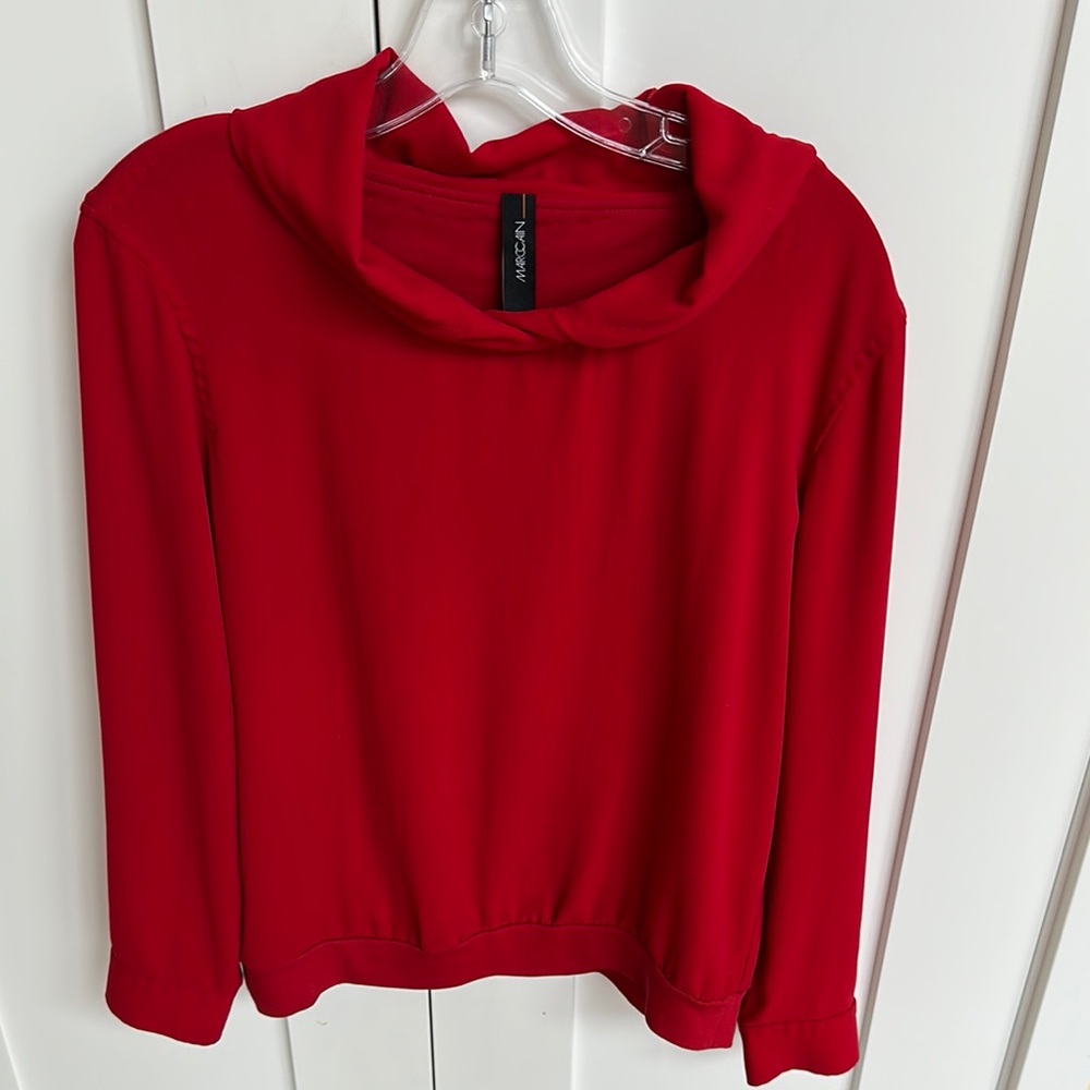 Marc Cain Vibrant Red Cowl Neck Top Size 10
